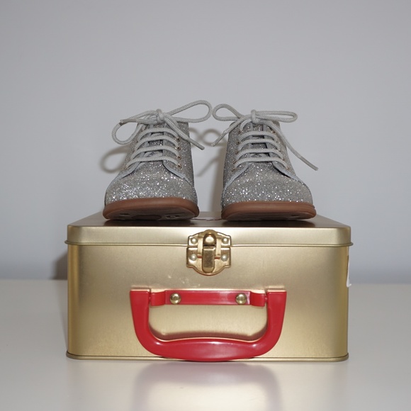 Pom D'Api Baby Girls Lace-Up Ankle Boots Glittery Silver EU 19 - Picture 5 of 9